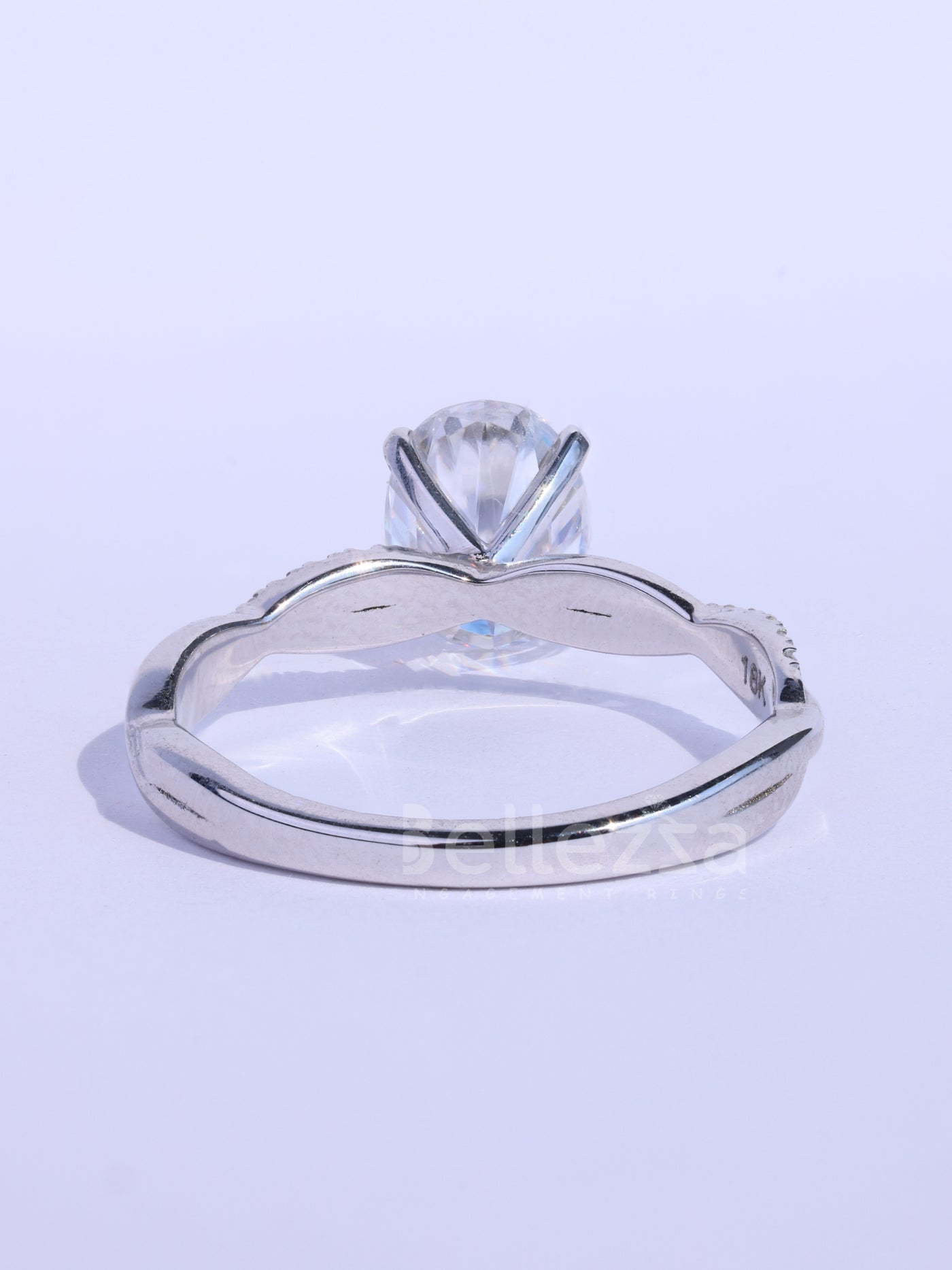 1.0CT Oval Cut Twisted Pave Setting Moissanite Engagement Ring