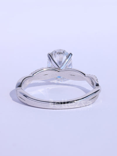 1.0CT Oval Cut Twisted Pave Setting Moissanite Engagement Ring