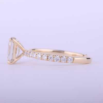 1.0CT Radiant Cut Pave Setting moissanite Engagement Ring