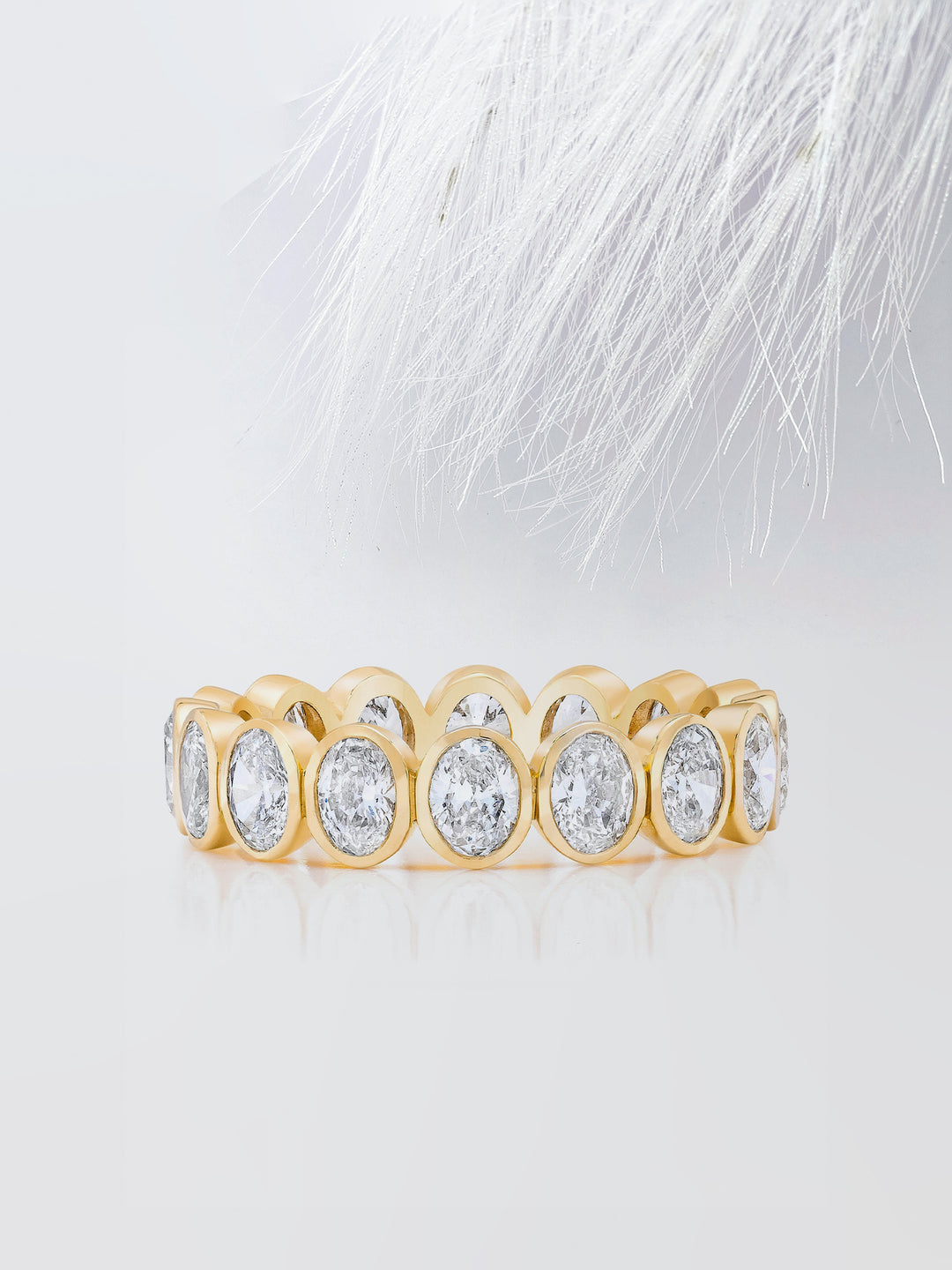 Oval Cut Bezel Diamond Wedding Band For Women