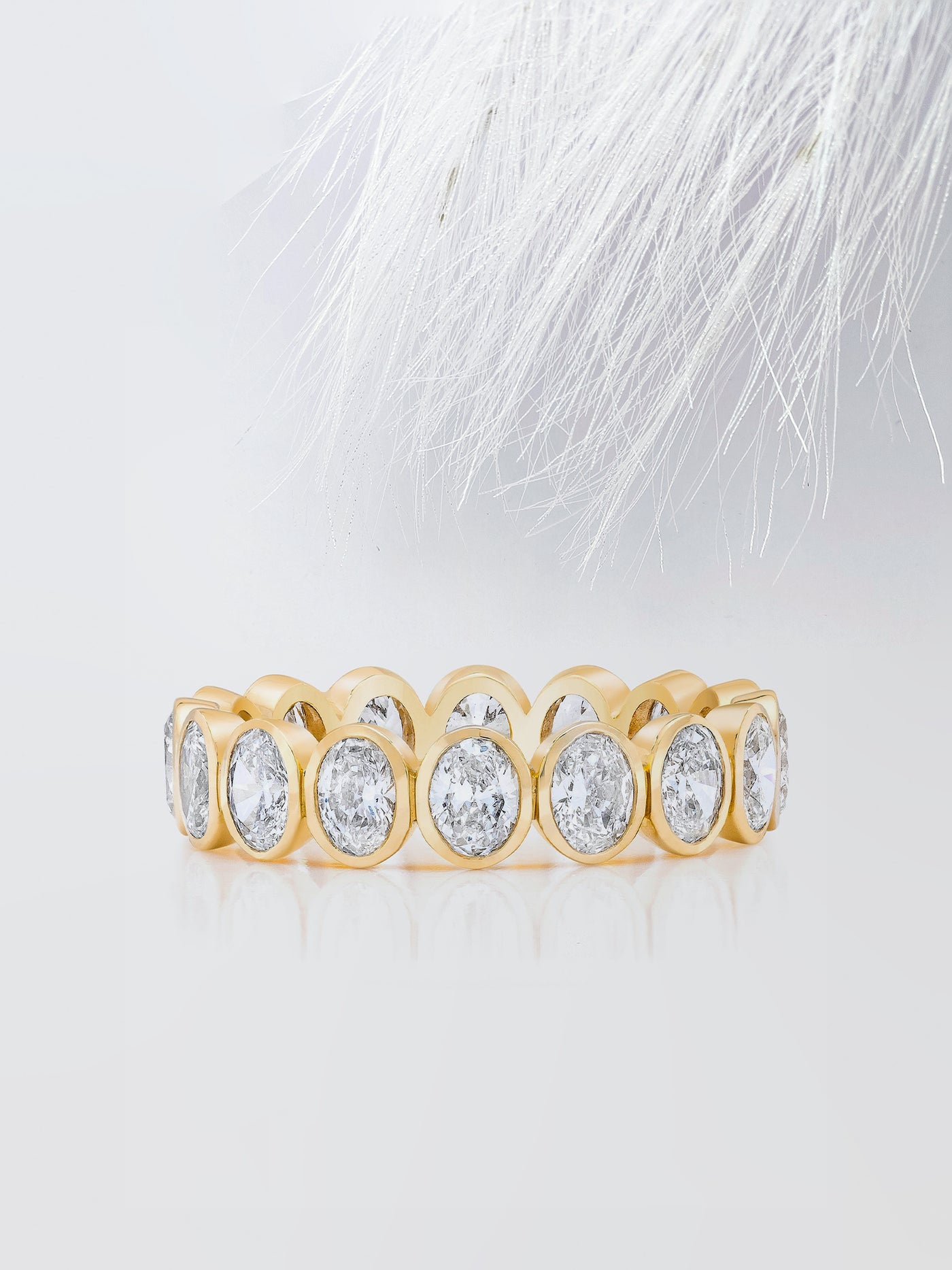 Oval Cut Bezel Diamond Wedding Band For Women