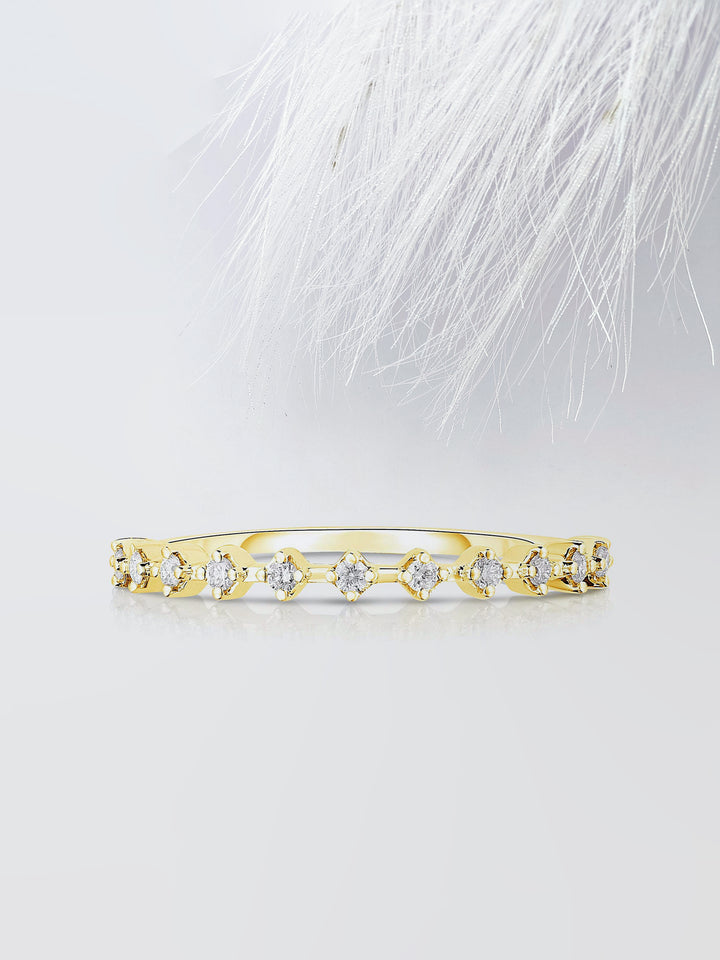 Round Cut Half Eternity Diamond Wedding Band For Women