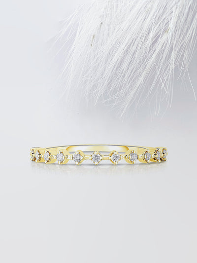 Round Cut Half Eternity Diamond Wedding Band For Women