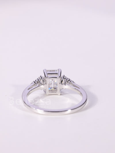 1.0CT-2.0CT Emerald Cut Cluster Diamond Engagement Ring