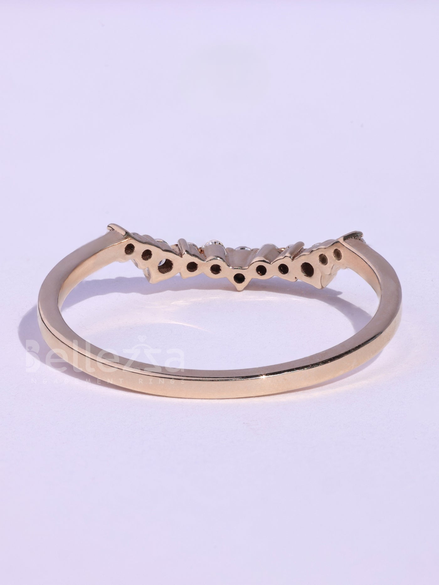 Round Cut Curved Moissanite Wedding Band For Her