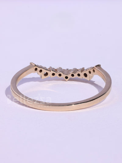 Round Cut Curved Moissanite Wedding Band For Her