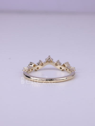 Round Cut Cluster Moissanite Wedding Band For Her