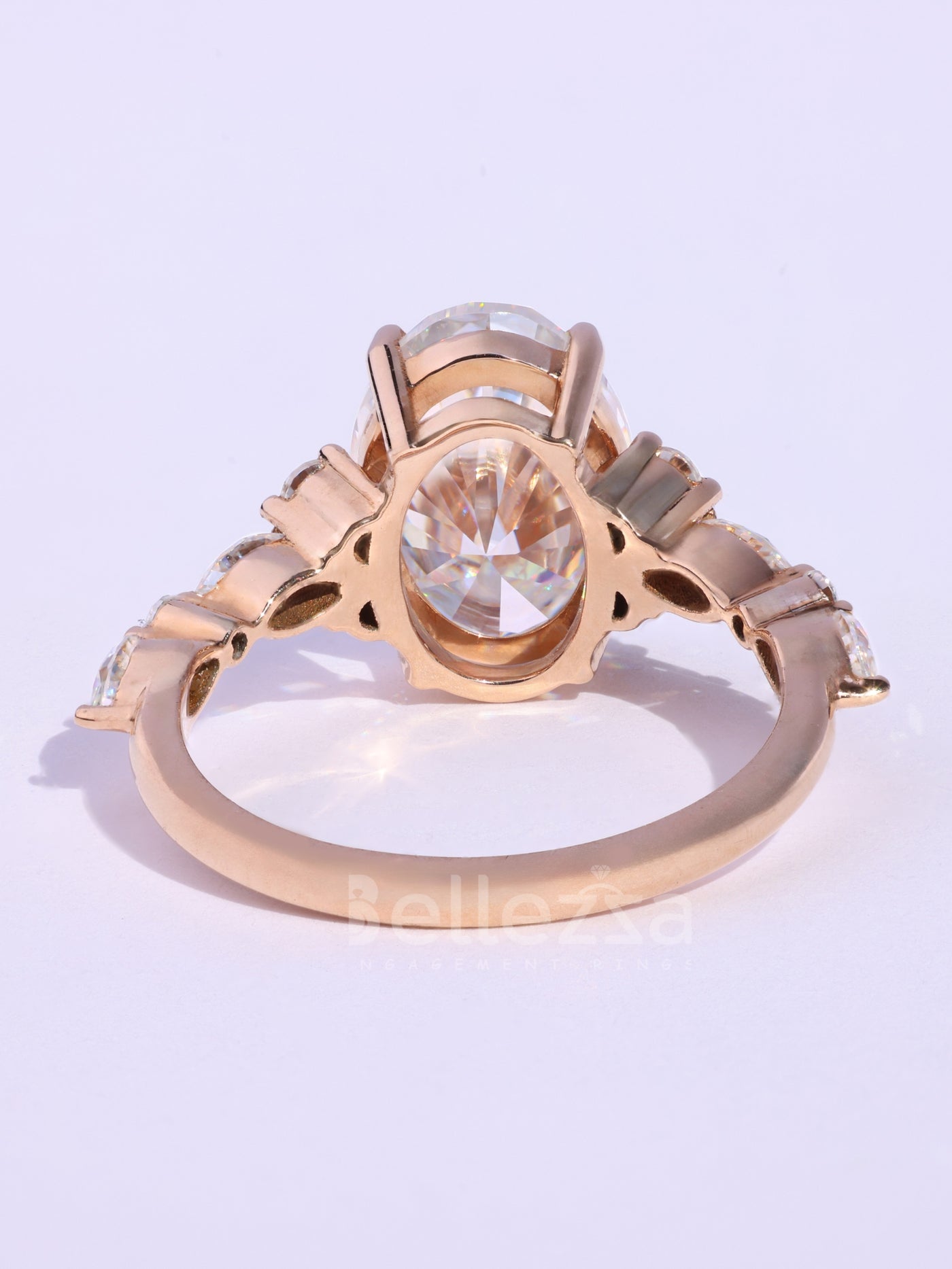 2.0CT Oval Cut Cluster Diamond Moissanite Engagement Ring