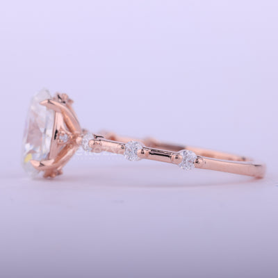 1.0CT Oval Cut Petite Pave Setting Moissanite Engagement Ring