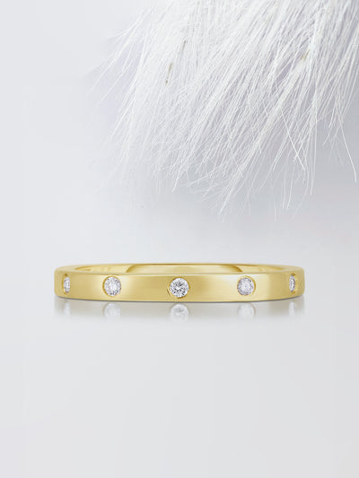 Round Cut Diamond Wedding Band For Women, Anniversary Gift For Her