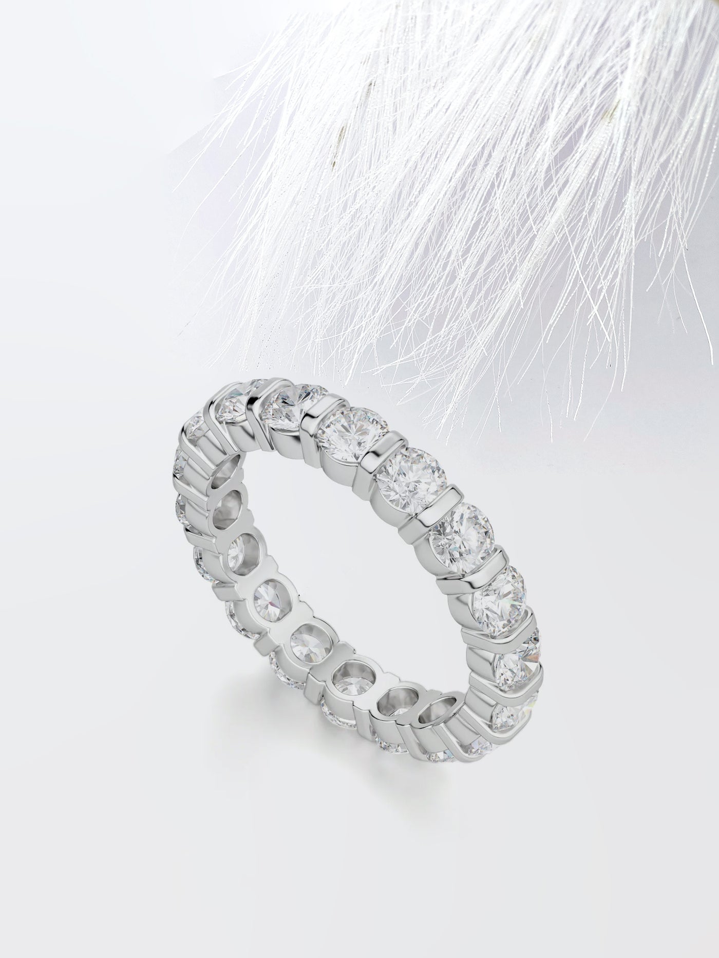 Round Cut Bar Set Diamond Wedding Band For Women