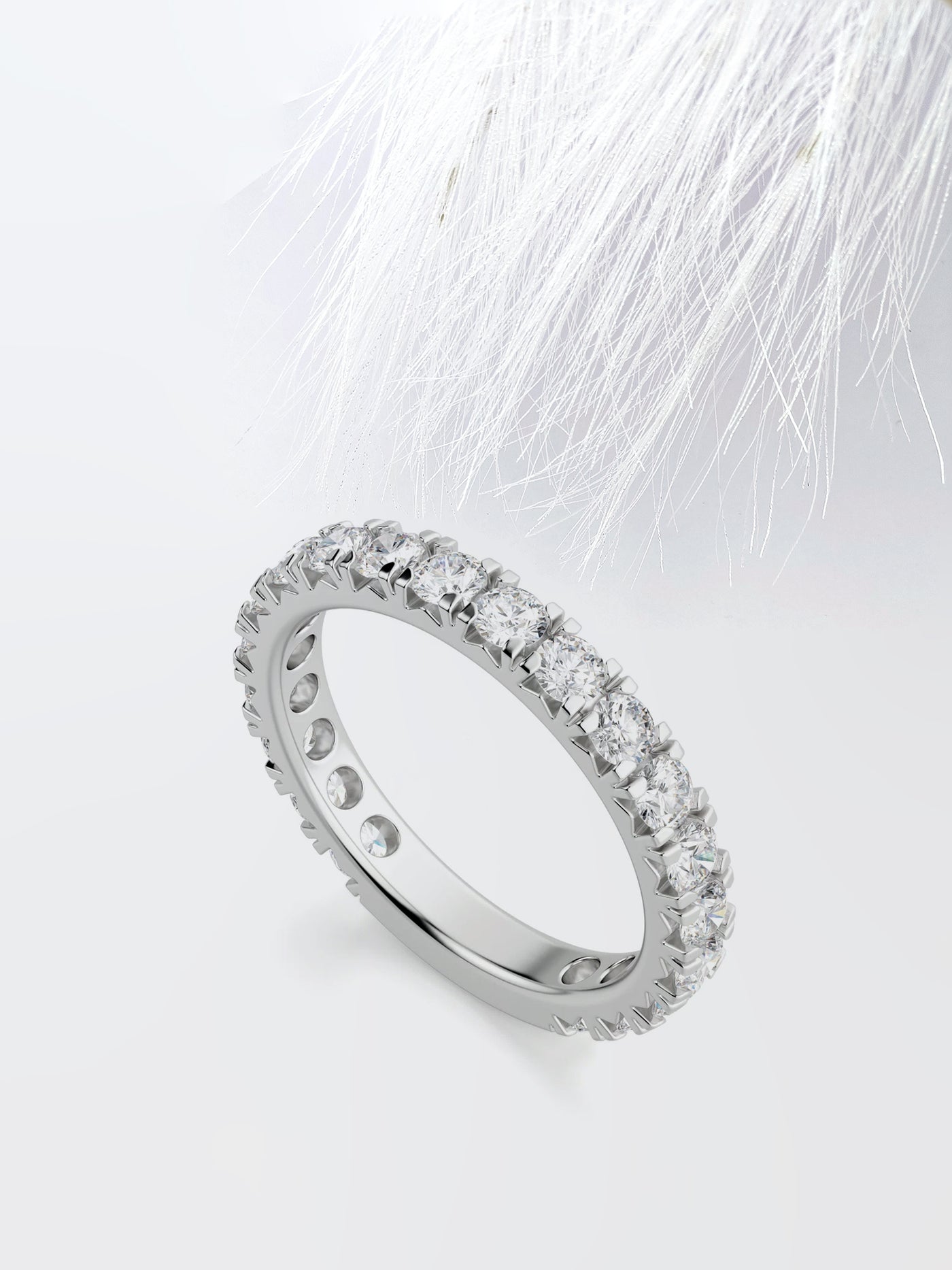 Round Cut 3/4 Eternity Diamond Wedding Band For Women