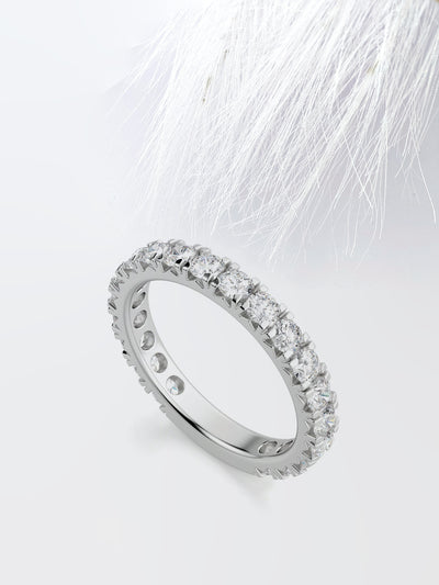 Round Cut 3/4 Eternity Diamond Wedding Band For Women