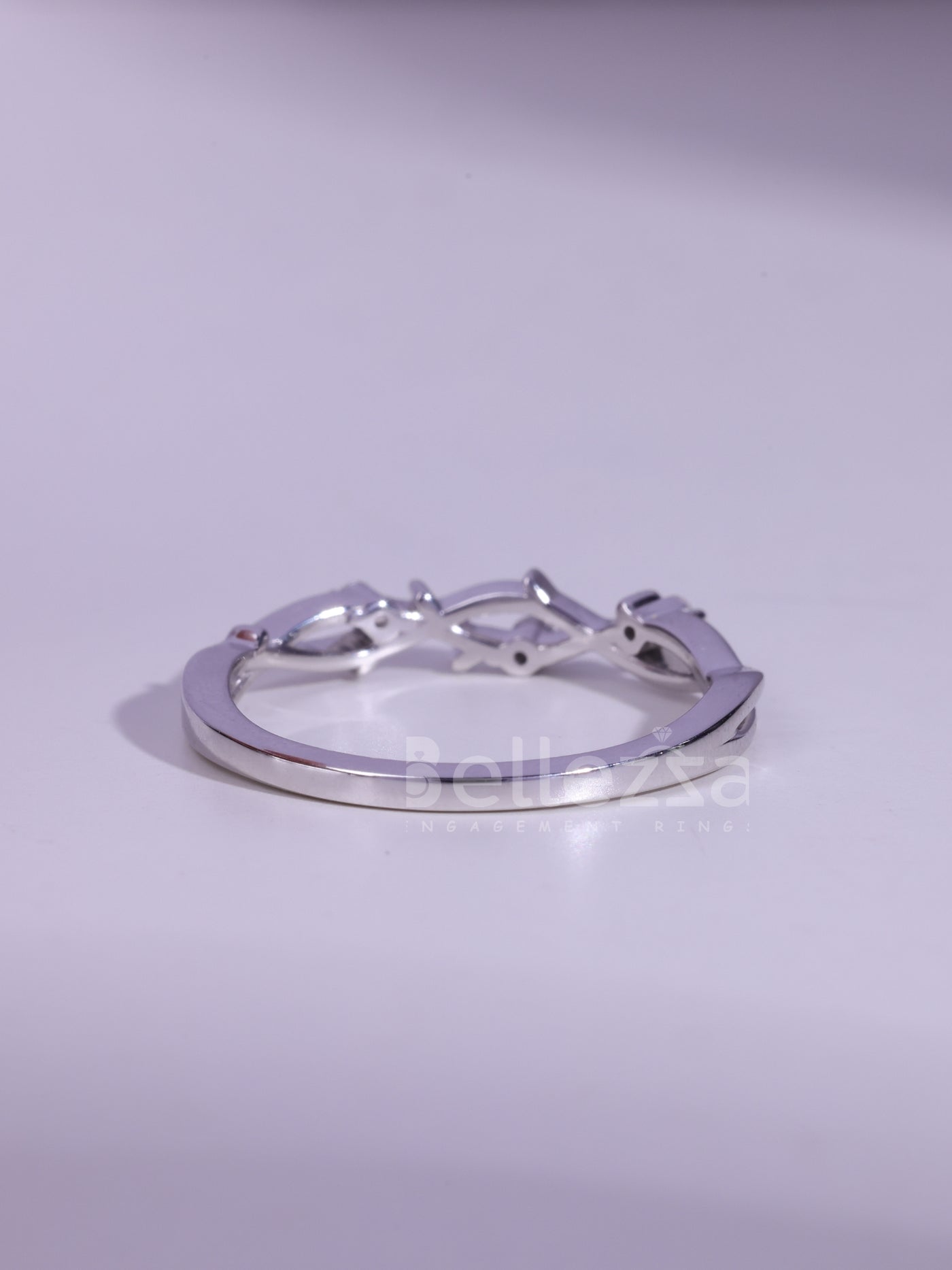 Round Brilliahnt Cut Nature Inspired Moissanite Wedding Band