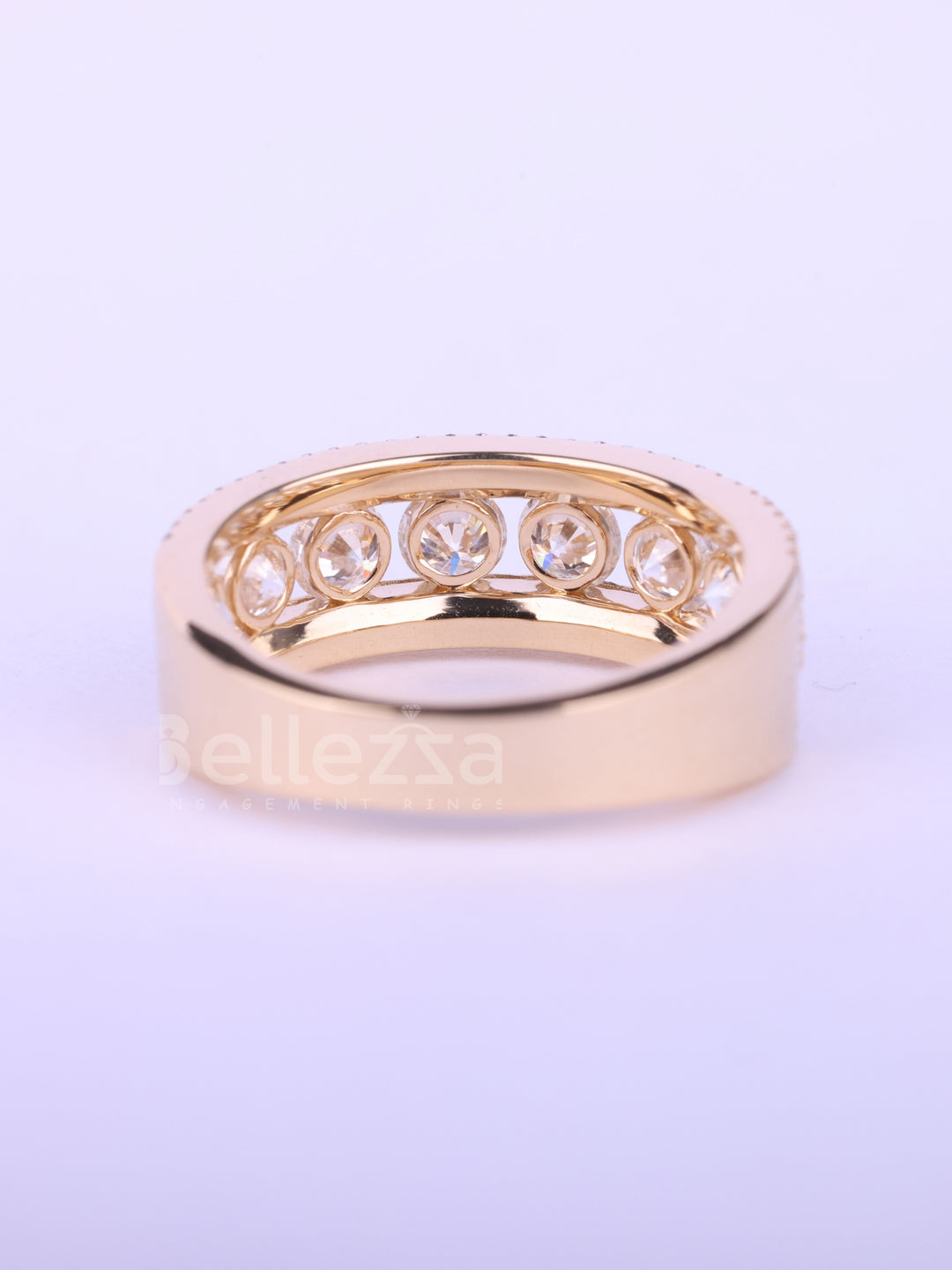 Round Cut Channel Set Half Eternity Wedding Band