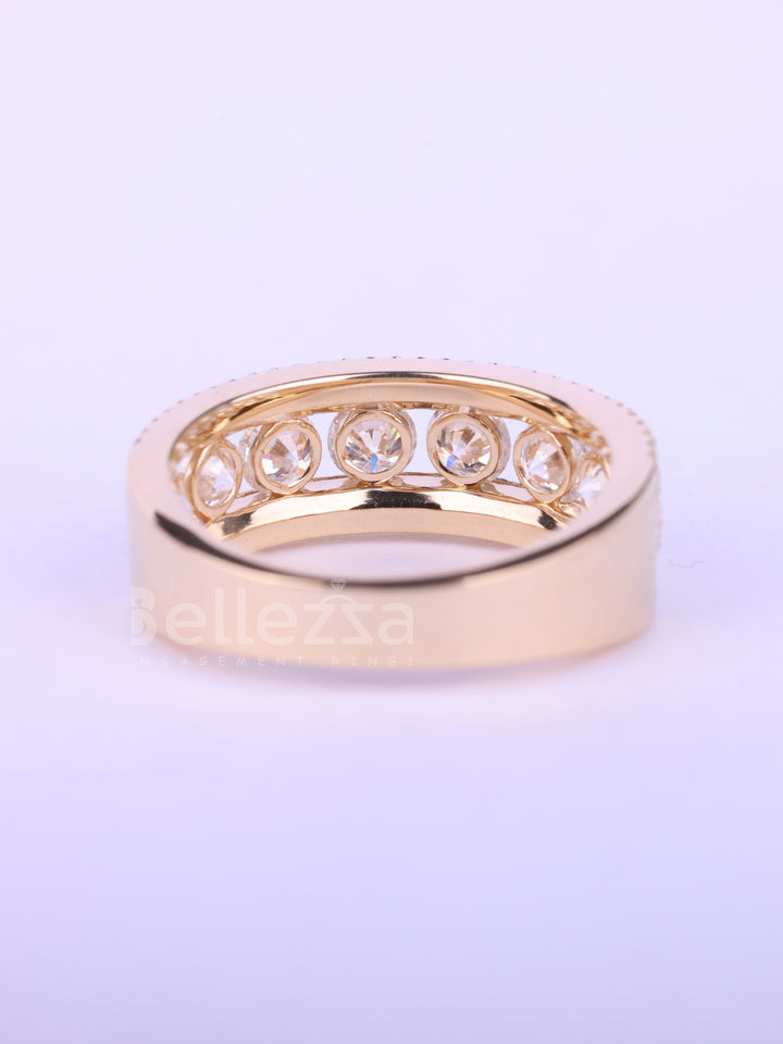 Round Cut Channel Set Half Eternity Wedding Band