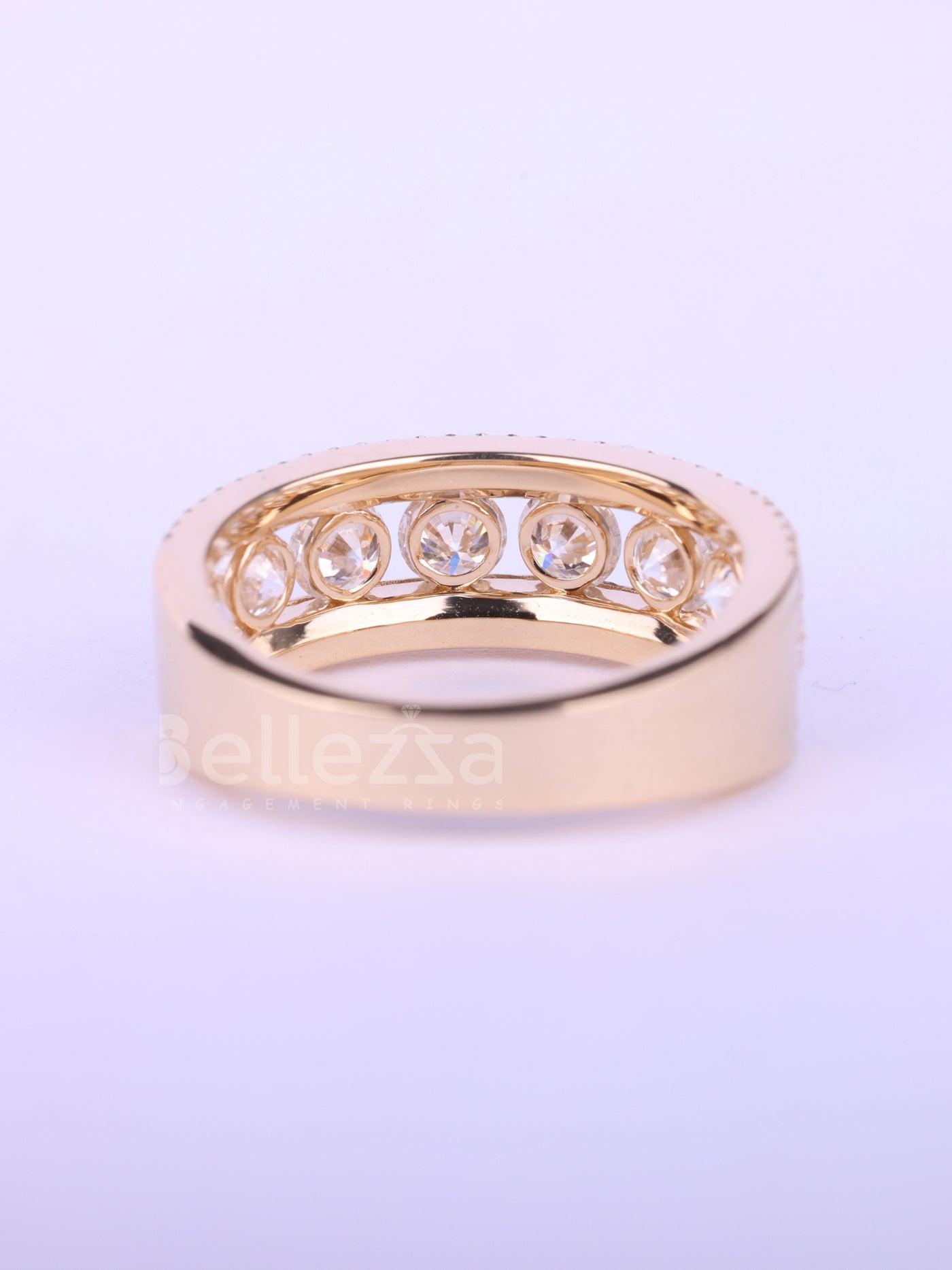 Round Cut Channel Set Half Eternity Wedding Band