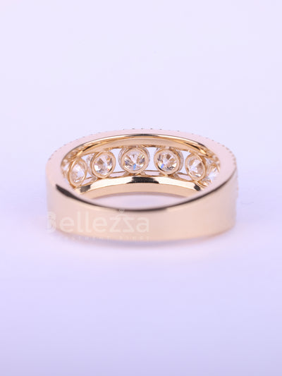 Round Cut Channel Set Half Eternity Wedding Band