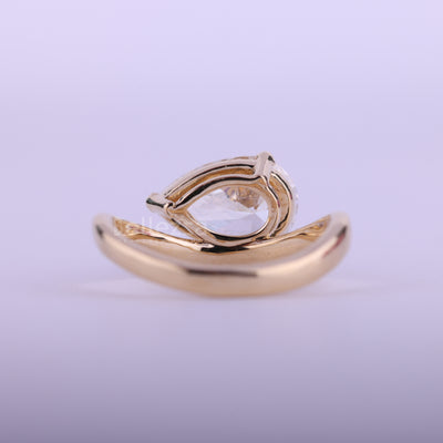 1.50CT East-West Pear Cut Curved Solitaire Engagement Ring