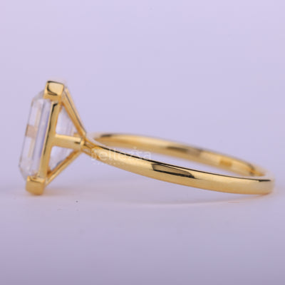 1.50CT Emerald Cut Half Bezel Set Solitaire Engagement Ring