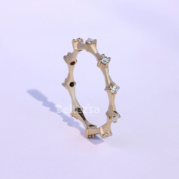 Round Diamond Full Eternity Petite Pave Wedding Band - Ready To Ship