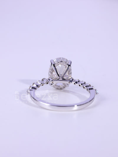 2.0CT-3.0CT Oval Cut Pave Setting Moissanite Engagement Ring