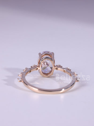 1.20CT Oval Cut Diamond Dainty Pave Setting Moissanite Engagement Ring