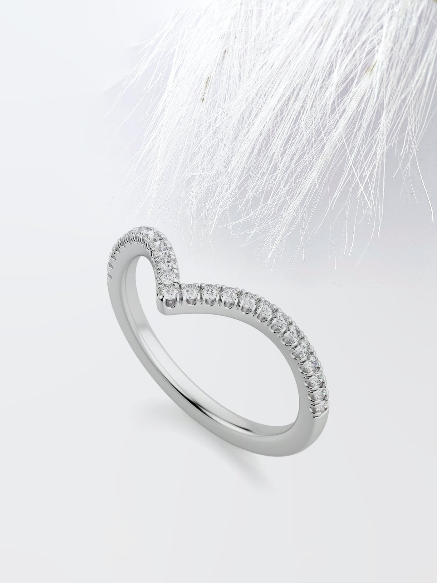 Round Cut Curved Diamond Wedding Band For Women