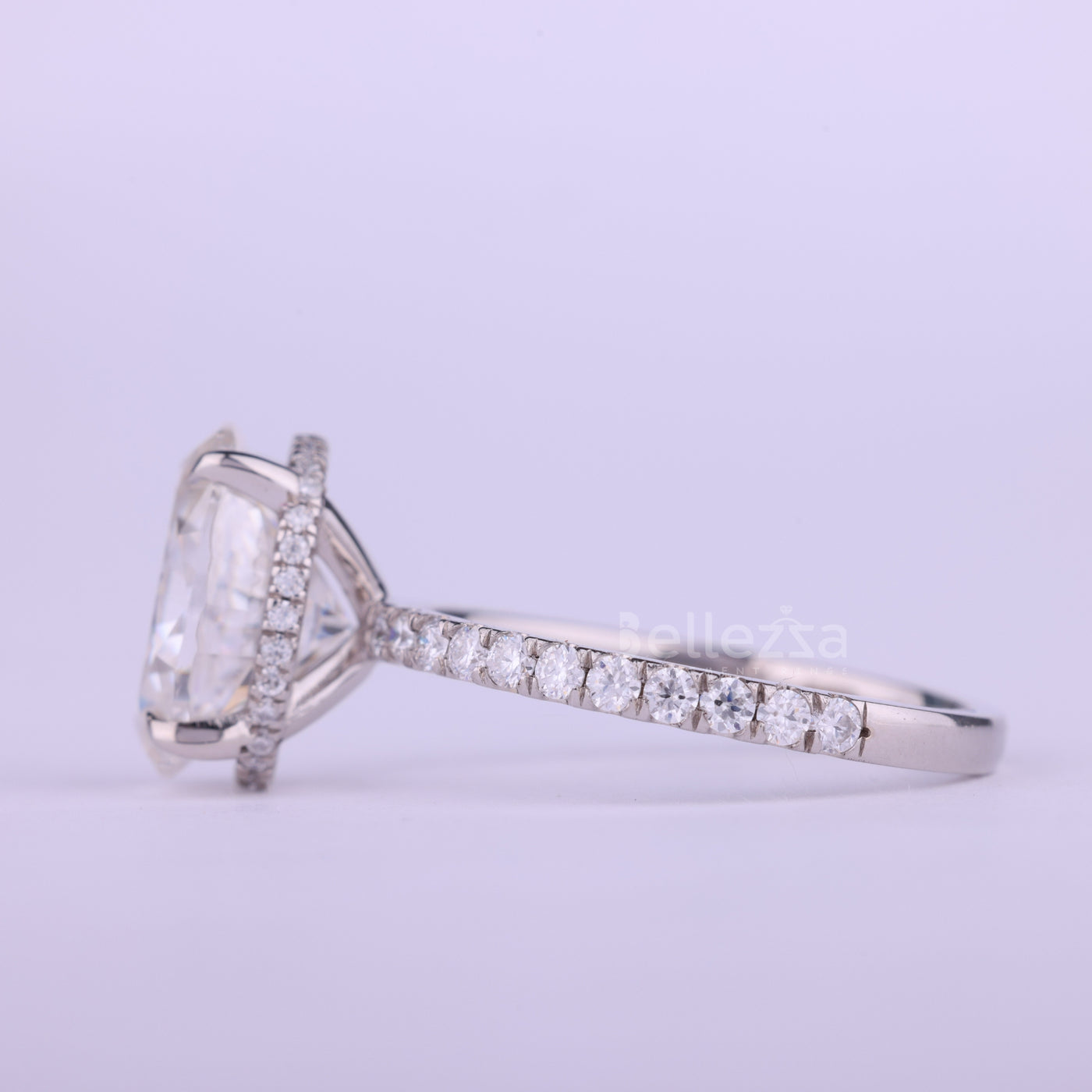 1.50CT Oval Cut Hidden Halo Moissanite Engagement Ring