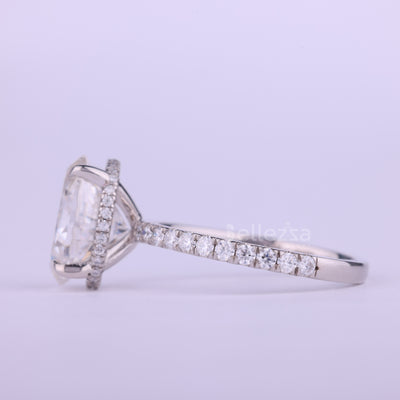 1.50CT Oval Cut Hidden Halo Moissanite Engagement Ring