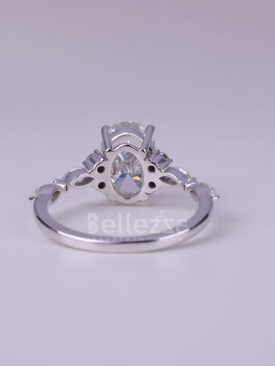 2.50CT Oval Cut Cluster Diamond Moissanite Engagement Ring