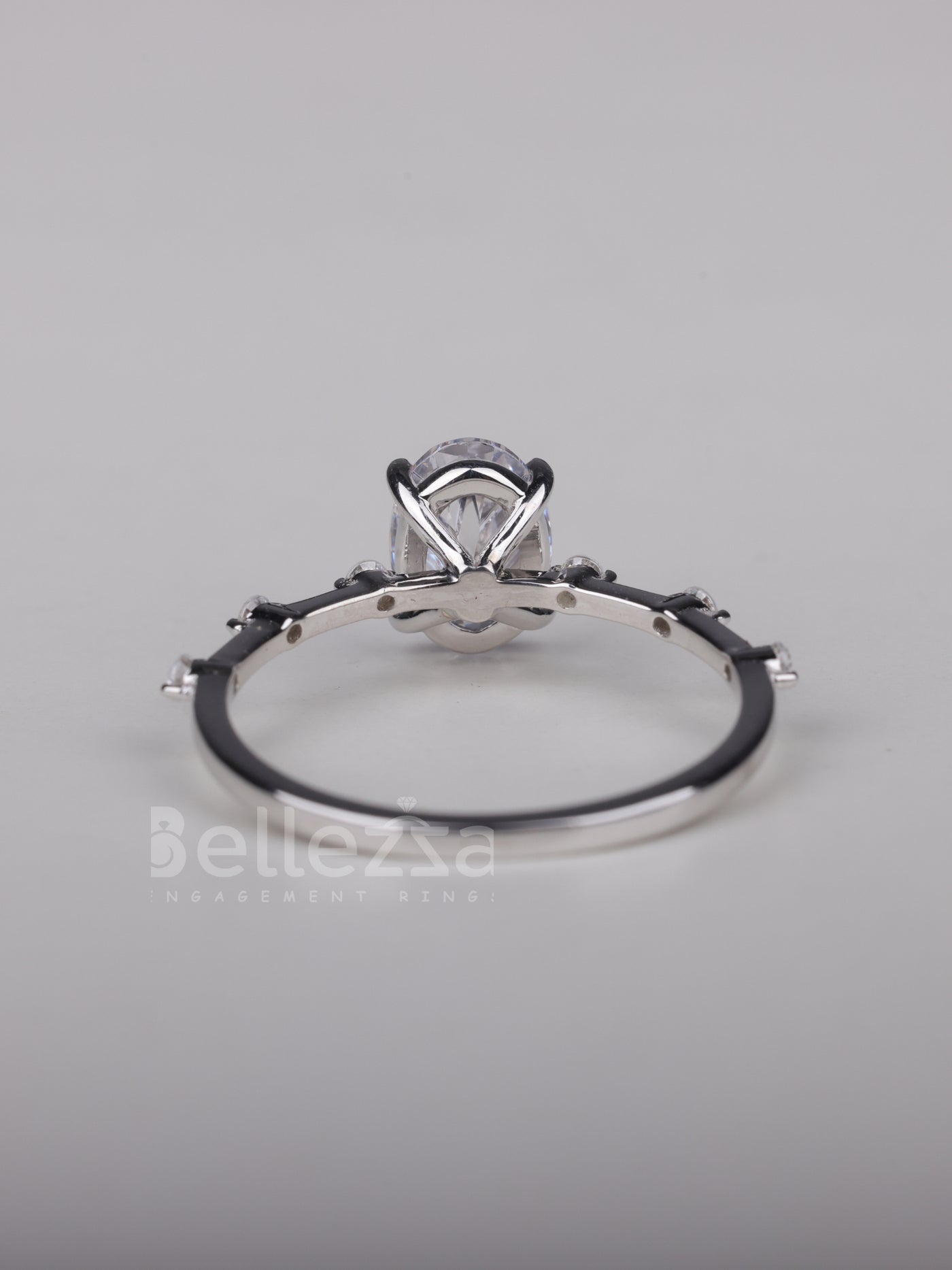 2.0CT Oval Cut Petite Pave Setting Moissanite Engagement Ring