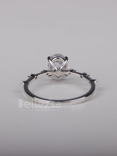 2.0CT Oval Cut Petite Pave Setting Moissanite Engagement Ring