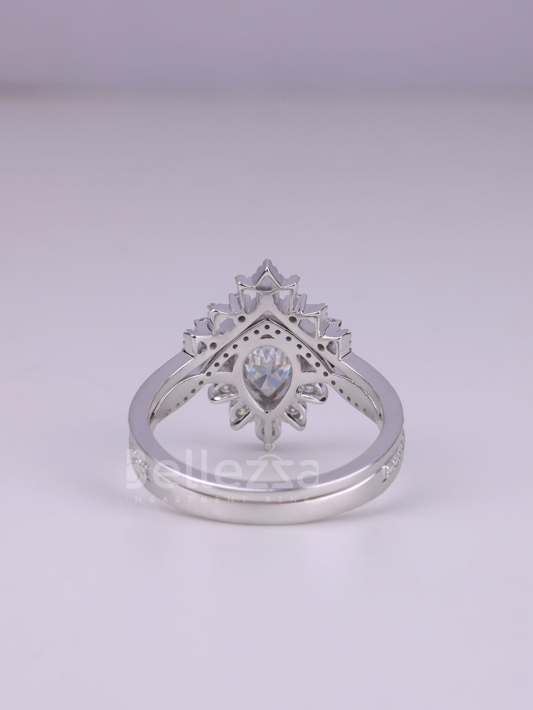 1.50CT Pear Cut Cluster Diamond Moissanite Bridal Ring Set