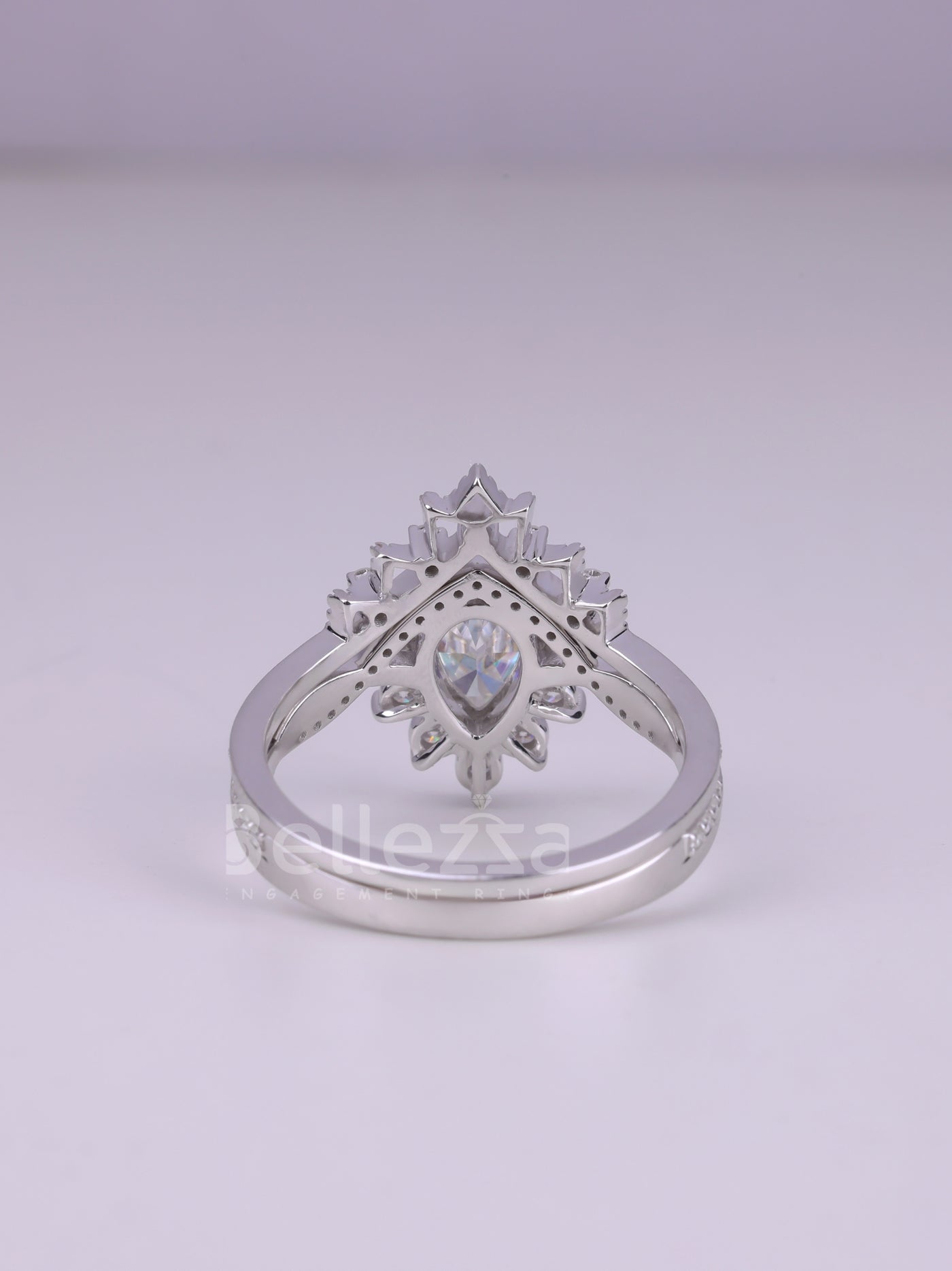 1.50CT Pear Cut Cluster Diamond Moissanite Bridal Ring Set