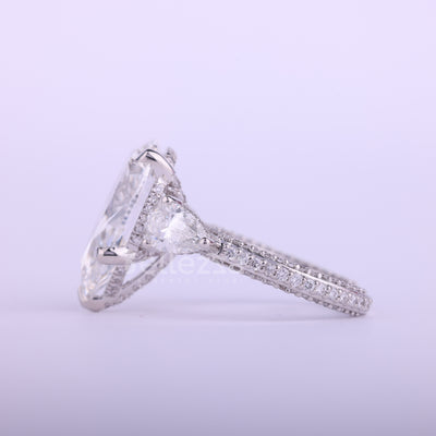 3.50CT Pear Cut Diamond Three Stone Cluster Engagement Ring
