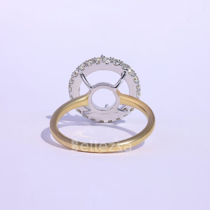Round Cut Halo Diamond Semi Mount Engagement Ring - Ready To Ship