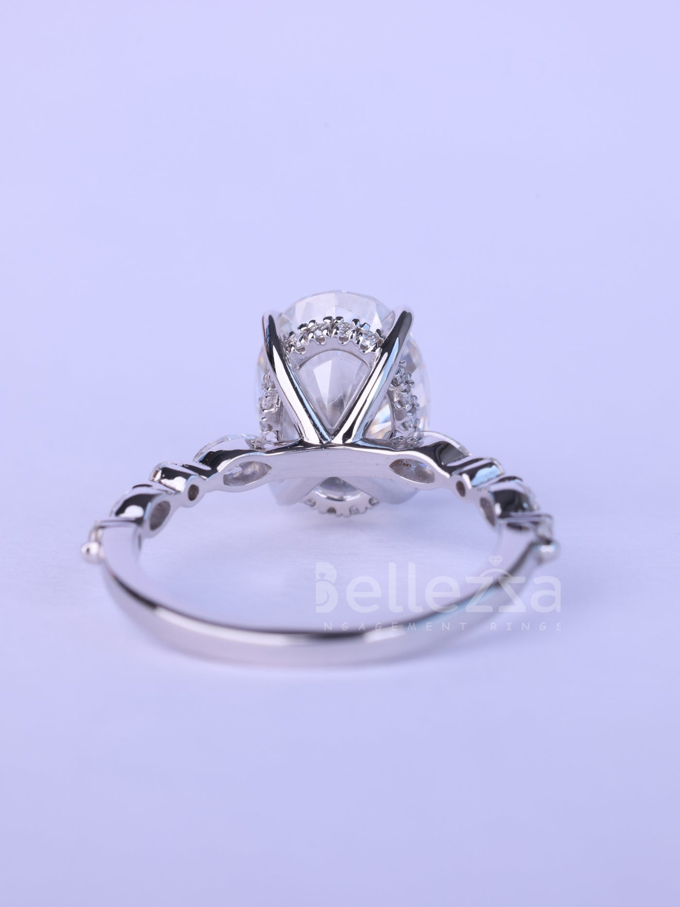 1.50CT Oval Cut Diamond Pave Setting Moissanite Engagement Ring