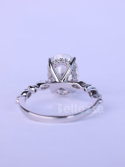 1.50CT Oval Cut Diamond Pave Setting Moissanite Engagement Ring