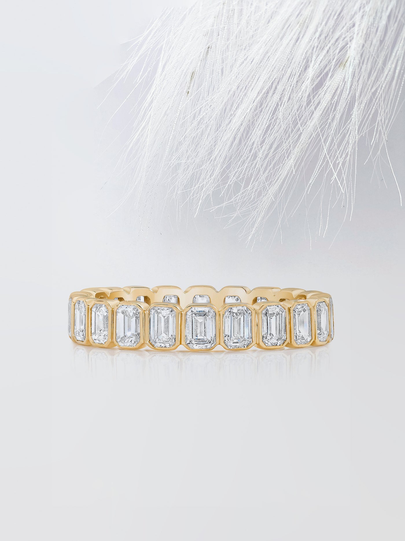 Emerald Cut Bezel Eternity Diamond Wedding Band For Women