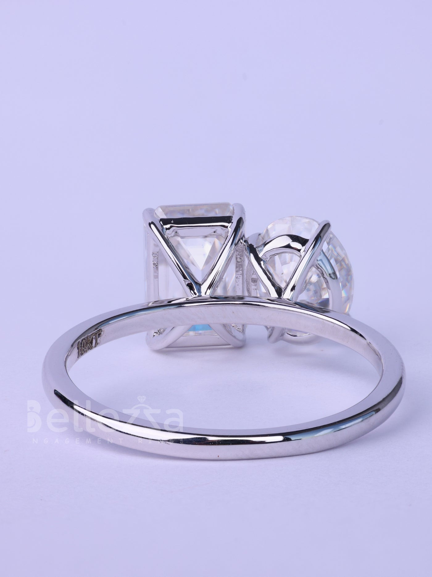 1.0CT Emerald & Oval Cut Classic Toi Et Moi Moissanite Engagment Ring