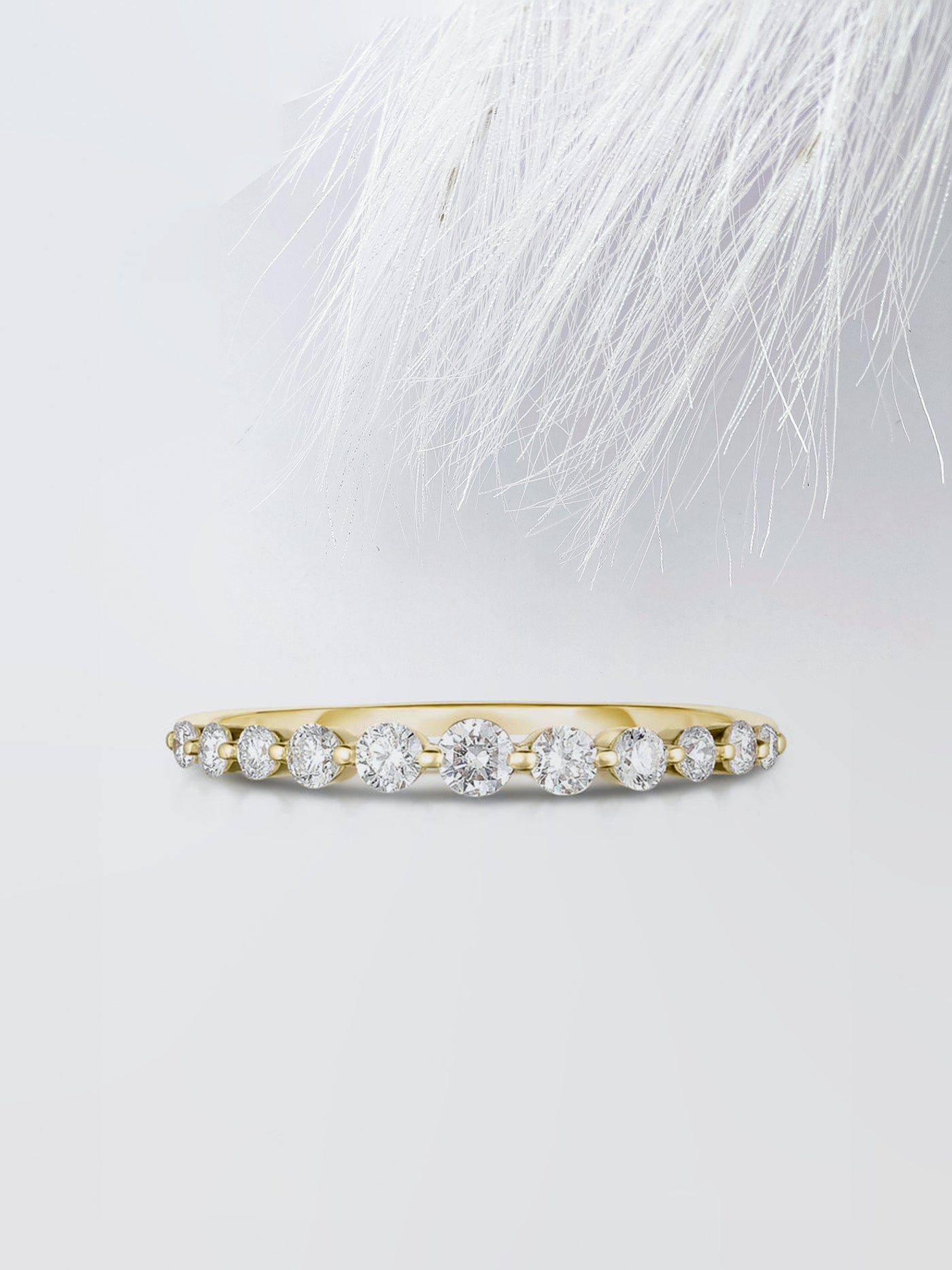 Round Cut Single Prong Diamond Wedding Band For Her