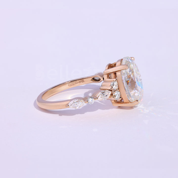 3.50CT Oval Cut Moissanite Cluster Engagement Ring - Ready to ship