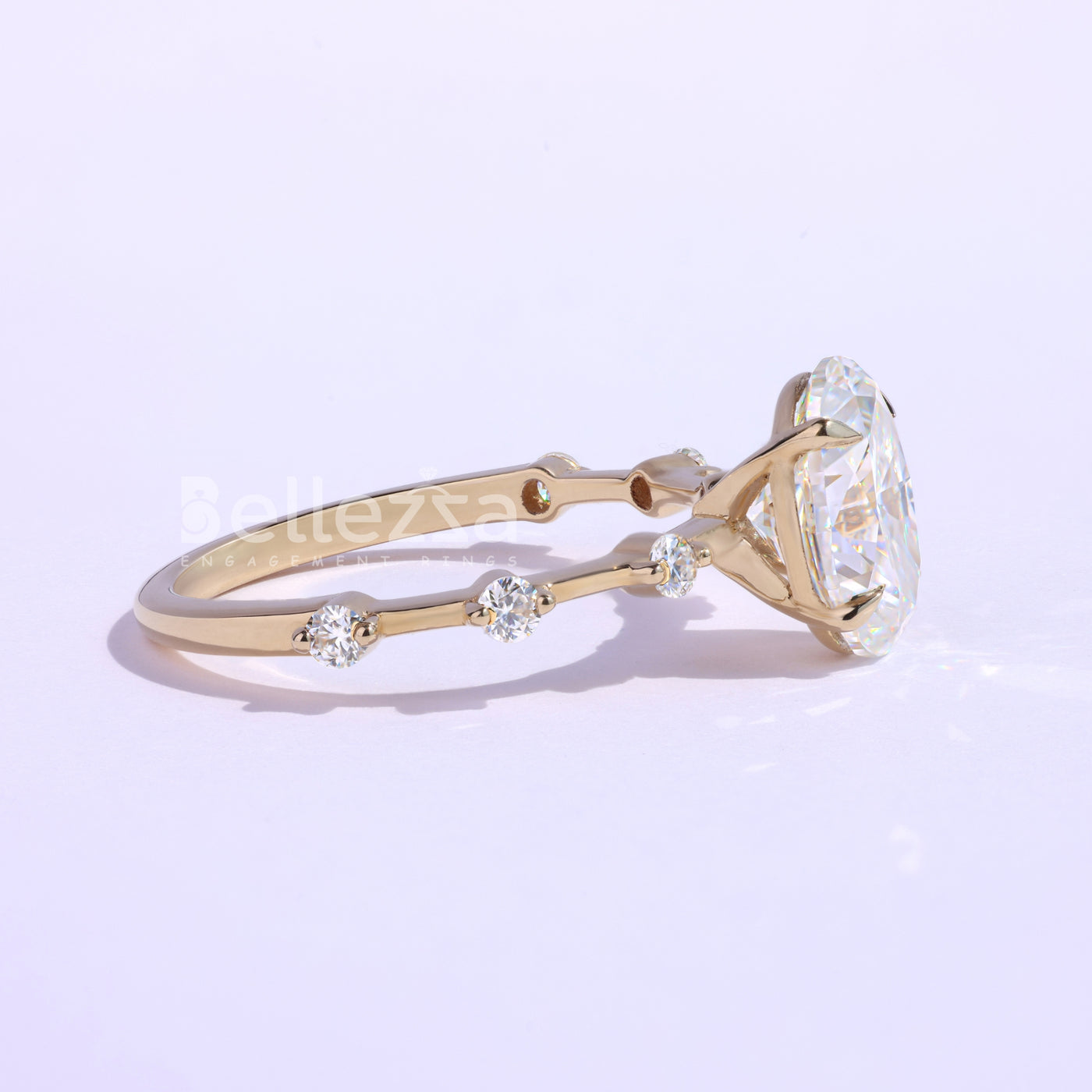 1.50CT Oval Cut Petite Pave Moissanite Engagement Ring - Ready To Ship