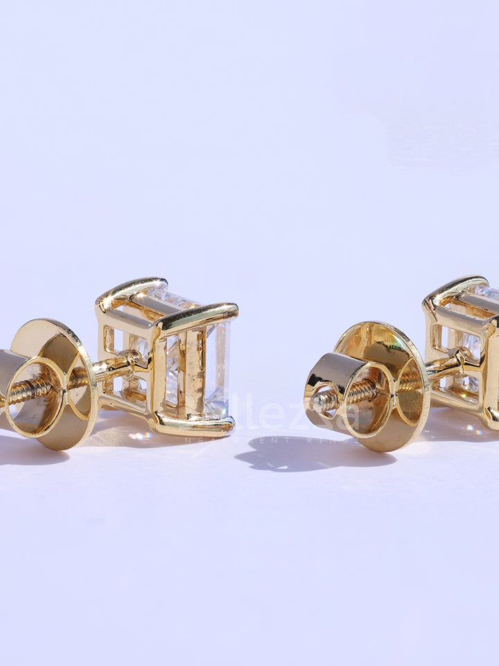 Princess Diamond Moissanite Classic Stud Earrings For Her