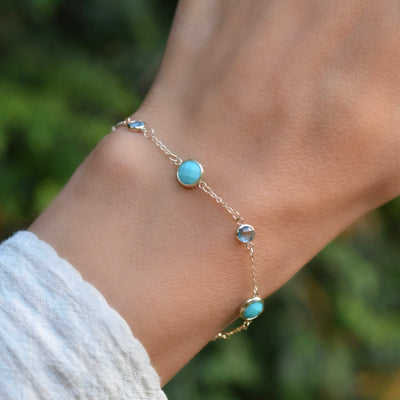 3.70TCW Round Cut Topaz Moissanite December Birthstone Bracelet
