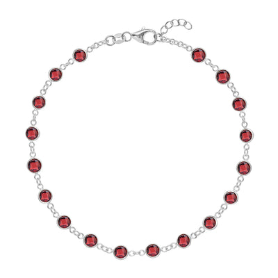 5.0TCW Round Cut Garnet Moissanite Diamond January Birthstone Bracelets