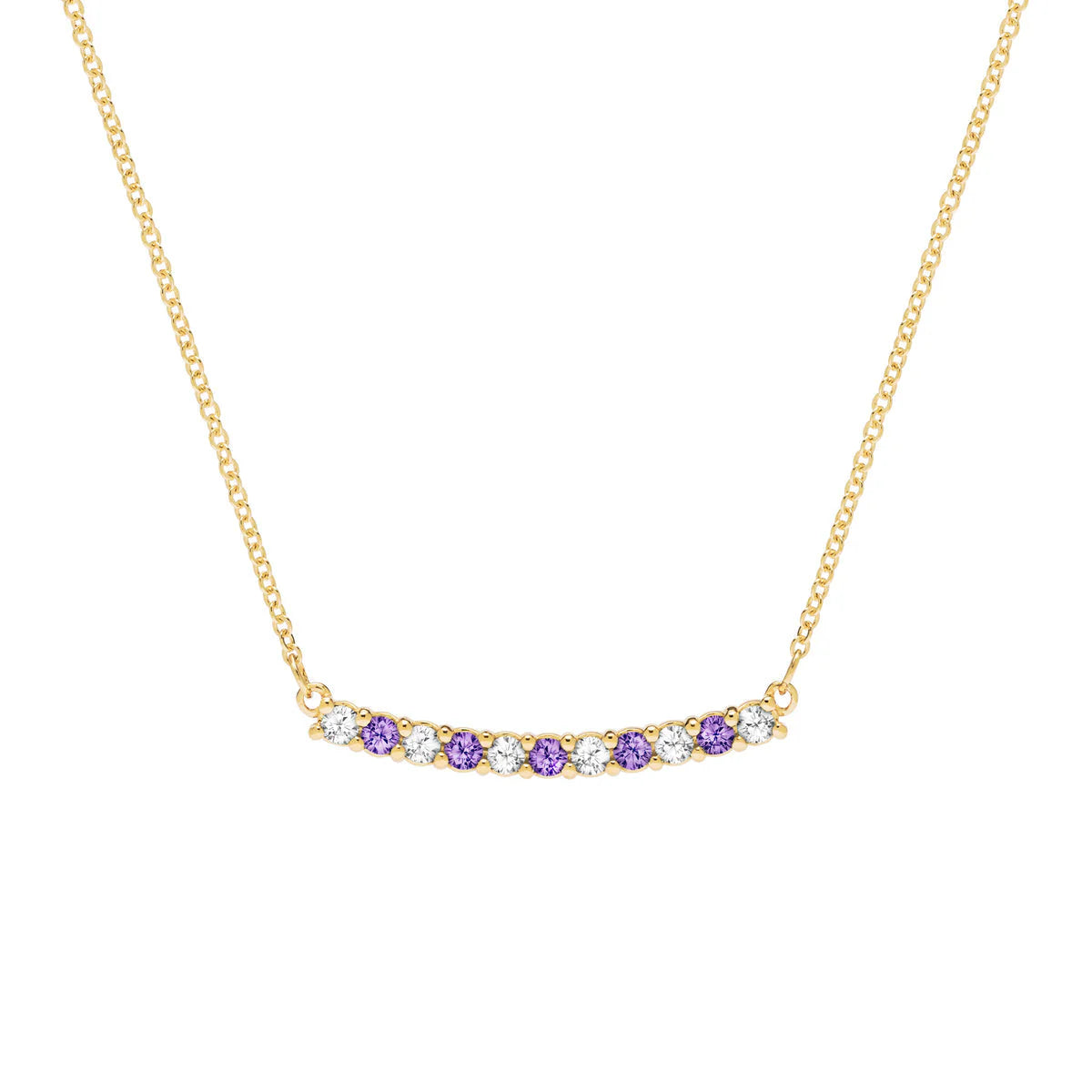 1.35TCW Round Amethyst Moissanite Diamond February Birthstone Necklace