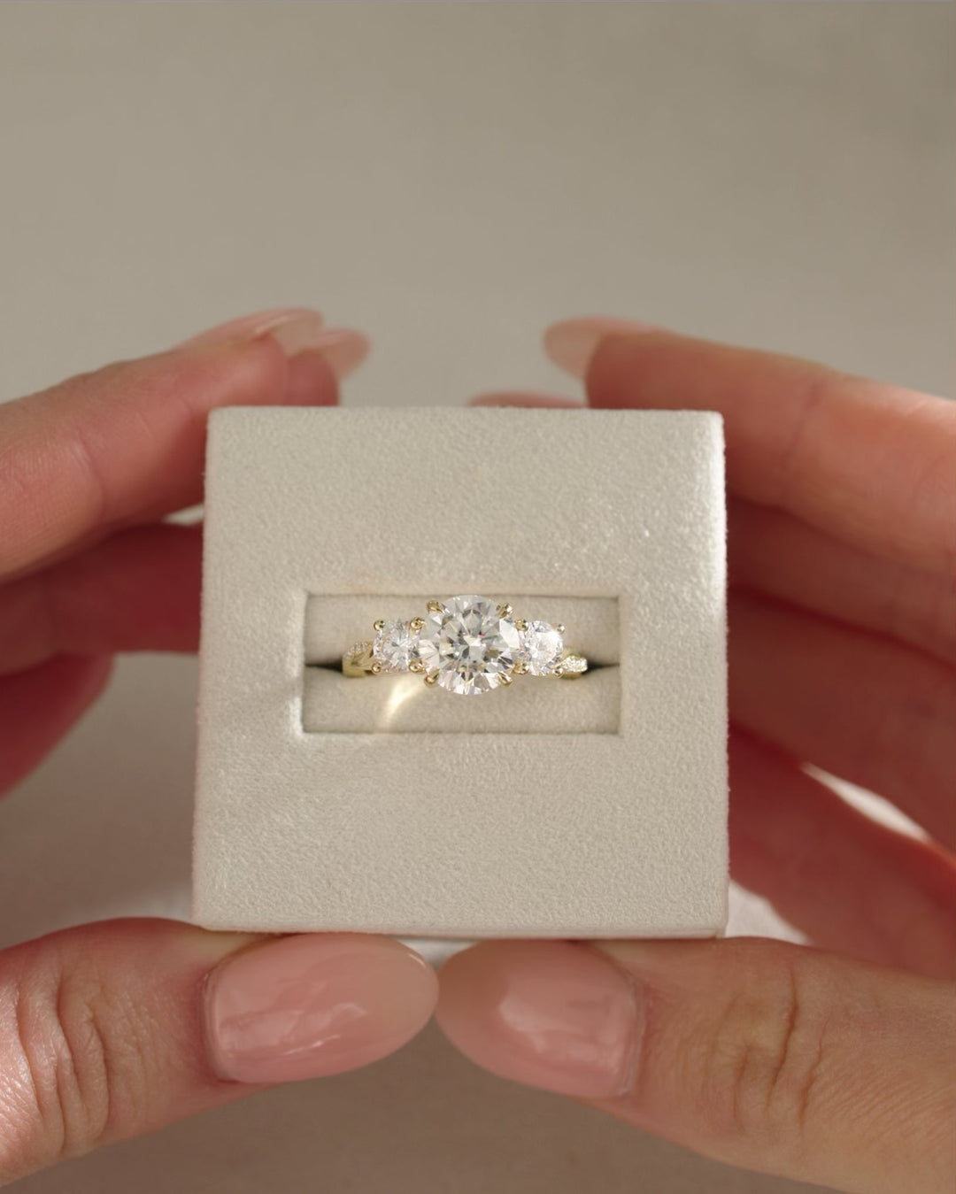 1.50 CT Round Brilliant Three Stone Moissanite Engagement Ring