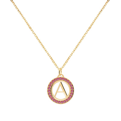 1.50TCW Round Ruby Customized Moissanite July Birthstone Necklace